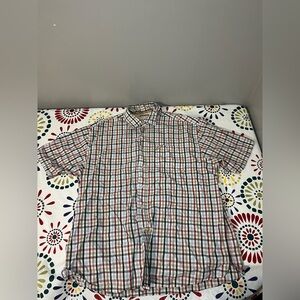 Ecko Unltd. Men's Brown Plaid Short Sleeve Button Down Shirt